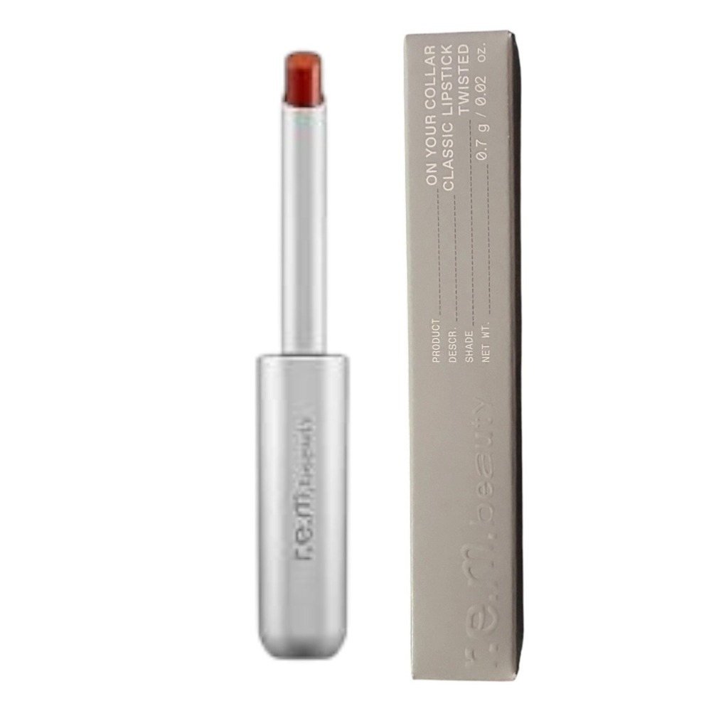 r.e.m. beauty On Your Collar Classic Lipstick Twisted Warm Brick Red NIB Disc
